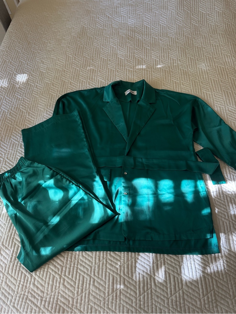 Emerald Green Satin Two-Piece Set